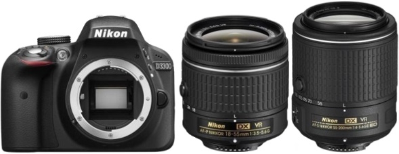 TECNOSHOP Fotocamera reflex Nikon D3300 CMOS 24.2 mpx + obiettivo 18 - 105 mm + scheda SD Lexar 8 GB